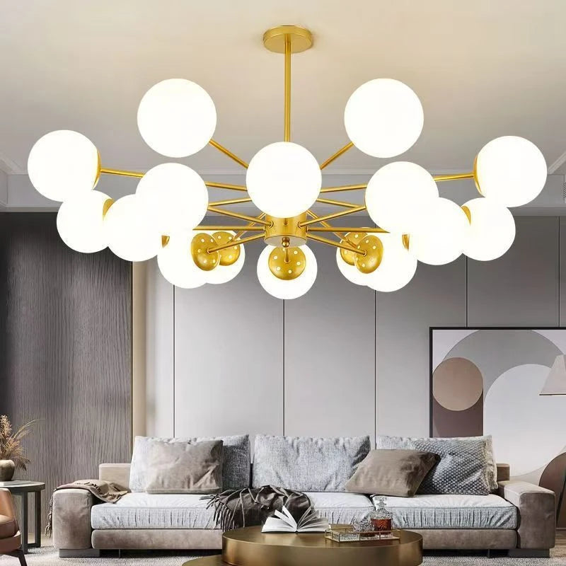 Modern Lustrous Glass Chandelier Ceiling Light Elegant Indoor Lighting for Living Room Dining Room - Luxury Room Decoration