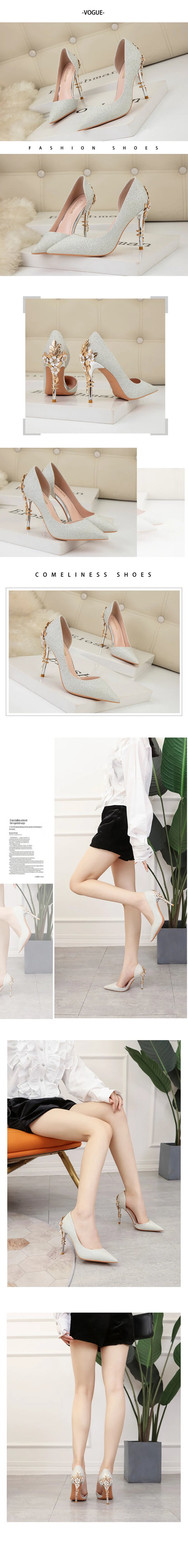 Luxury Women Wedding Shoes High Heels Rhinestone Slik Woman Pumps Pointed Toe Party Shoes Thin Heels Spring Autumn New Arrival
