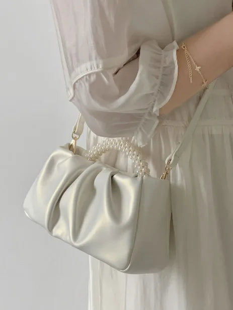 Fashion Pearl Handle for Wedding Dinner Women Clutch Purse Luxury Handbag Ladies Square Shoulder Bags Female Small Messenger Bag