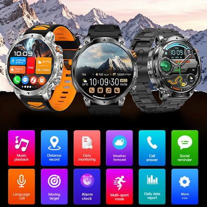 New Military Men's Outdoor Sport Smart Watch 1400mAh Battery BT Call Flashlight IP68 Waterproof 1.7' HD Large Screen Men Watch