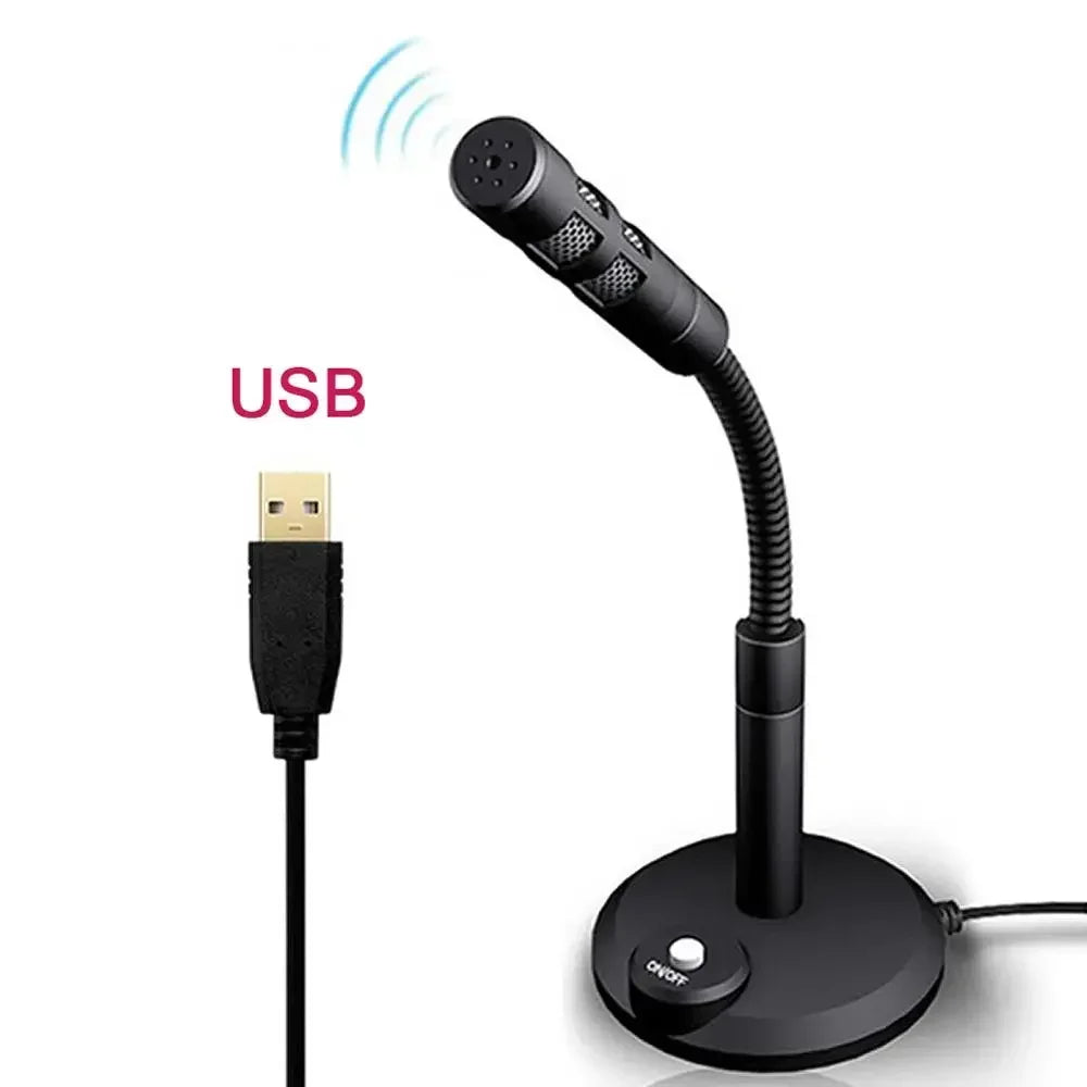 3.5mm Studio Microphone Speech Mic Stand Holder USB Desktop Wire Gaming Mic Mini For PC Notebook Podcast Recording Studio