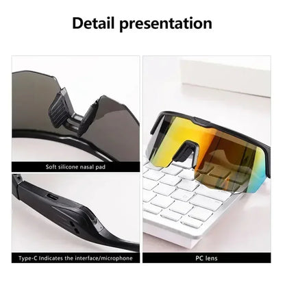 Smart Glasses Wireless Bluetooth 5.3 Sunglasses Built-in Microphone Speaker Touch&Voice Assistant Compatible Glass for Men Women
