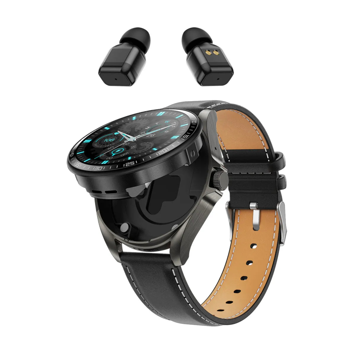 Smart Watch 2 in 1 with Headphones AI Voice Assistant Bluetooth Call Health Monitor DIY Wallpaper 1.46inch HD Screen Wristwatch