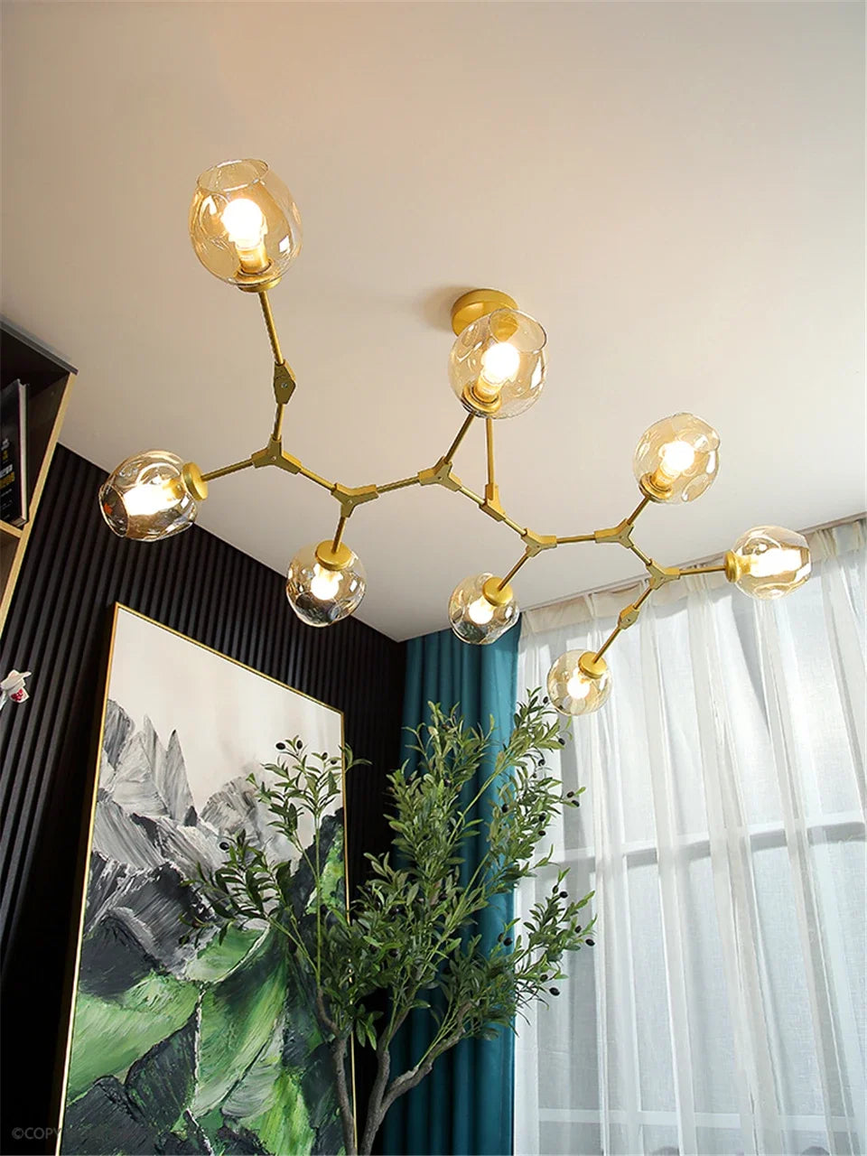 Italy Designer LED Modern Pendant Lights Branching Ceiling Lamp Chandelier Glass Lampshade Suspension Lighting Kitchen Dining