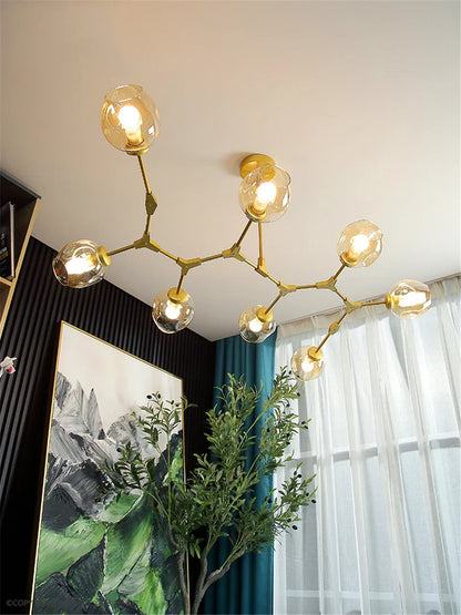 Italy Designer LED Modern Pendant Lights Branching Ceiling Lamp Chandelier Glass Lampshade Suspension Lighting Kitchen Dining