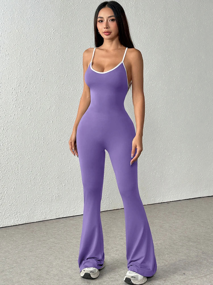 Women's Jumpsuits Streetwear Fashion Summer New Casual Slim Clothing Solid Sexy Sling Backless Elegant Female Jumpsuits Clothing