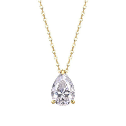 RAPRGOLD 7x10.5mm 2.5CT Moissanite Elegant Water Drop Pendant Necklaces for Women Chains Neck Fine Jewelry Gift with Certificate