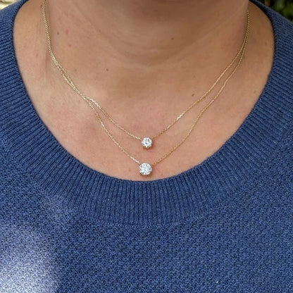 0.5/1/2ct Round Cut Solitaire Diamond Moissanite Pendant Necklace for Women 925 Sterling Silver Wedding Bridal Neck Chain GRA