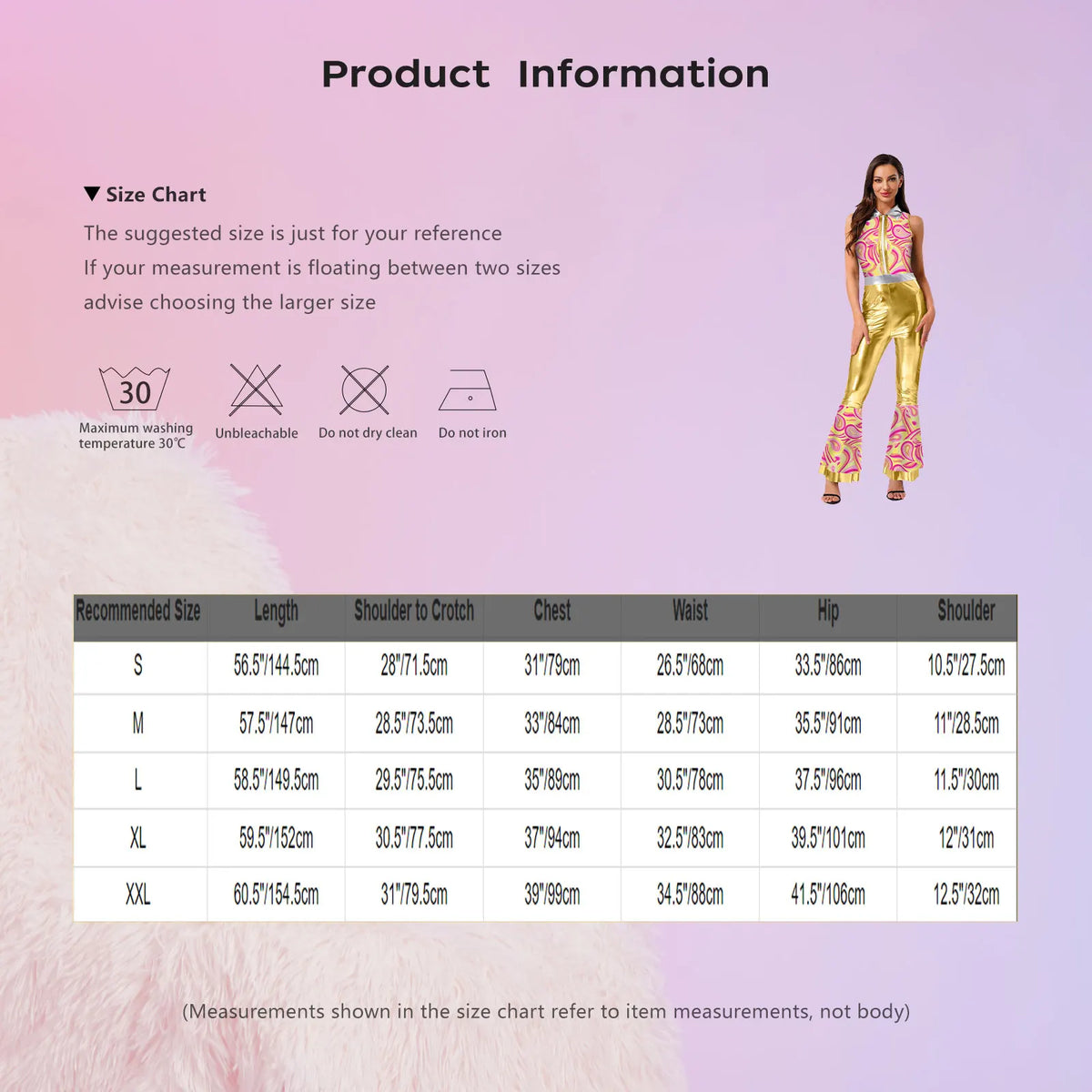 70s 80s Disco Costume Women's Streetwear Jumpsuit Shiny Clubwear Flared Long Pants Rompers Flares Metallic Hippie Party Outfit