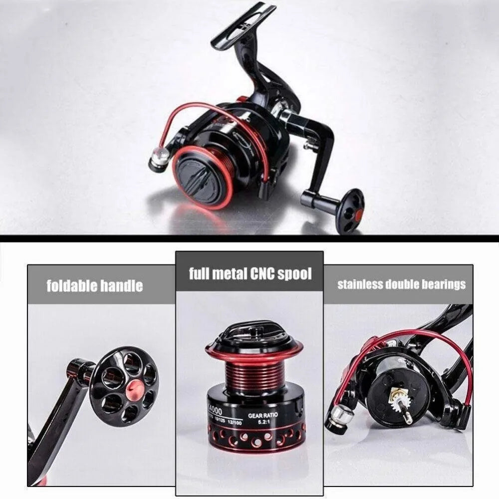 Durable Max Drag 12KG Fishing Reel 5.2:1 1000-7000 Spinning Reels Lightweight Low Noise Sea Fishing Tool Fishing Accessories