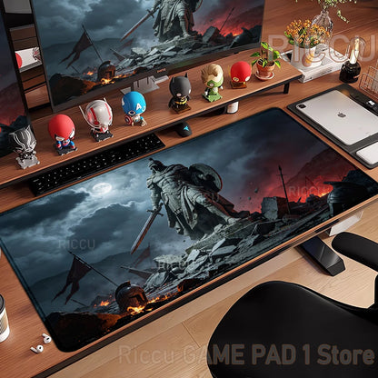 Black Majestic Sculpture Mouse Pad Large Desk Accessories Desk Pad Rubber Base Edge Mousepad Non-Slip Mousepad for Office