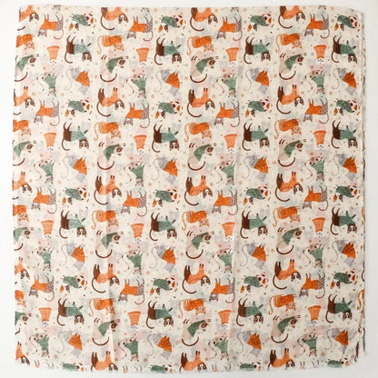 Cozy Dachshund Dog Cat Pattern Viscose Shawl for Women - 180x90Cm Fringe Detail Breathable Thin Wrap Scarves Autumn/Winter Snood