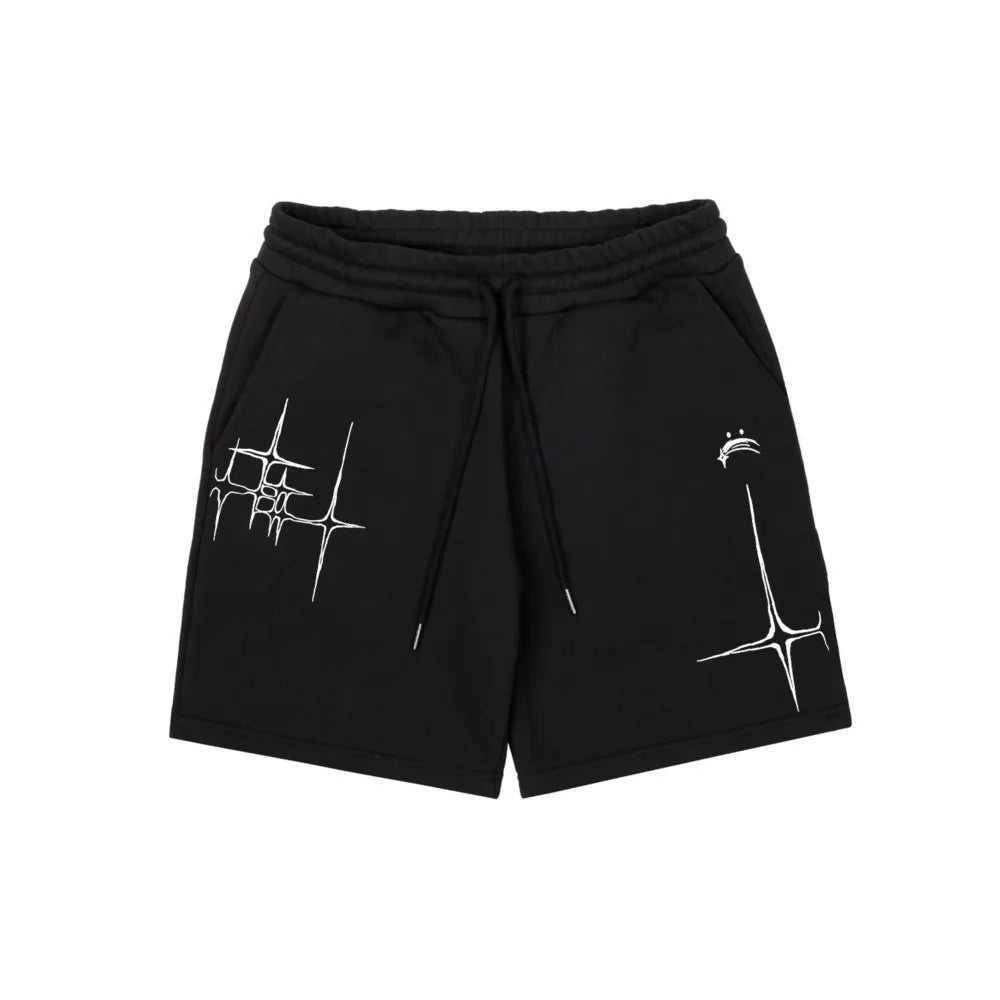 Harajuku Streetwear Men's Shorts Lyrical Graphic Print Oversized Jorts Baggy Y2k Unisex Clothing Korean Fashion Short Pants Goth