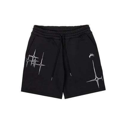Harajuku Streetwear Men's Shorts Lyrical Graphic Print Oversized Jorts Baggy Y2k Unisex Clothing Korean Fashion Short Pants Goth