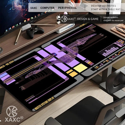 Black S-Stars T-Treks Mouse Pad Large Keyboard Mouse Desk Pad XXL Non-Slip Rubber Gaming Mouse Pad Laptop Mouse Carpet XAXC