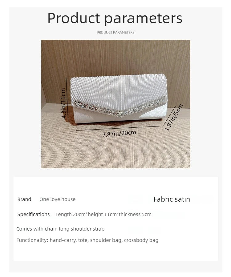 Women Evening Clutch Bags Elegant Luxury Female Silver/Black/White Clutch Wedding Purse Party Handbag Ladies Chain Shoulder Bags