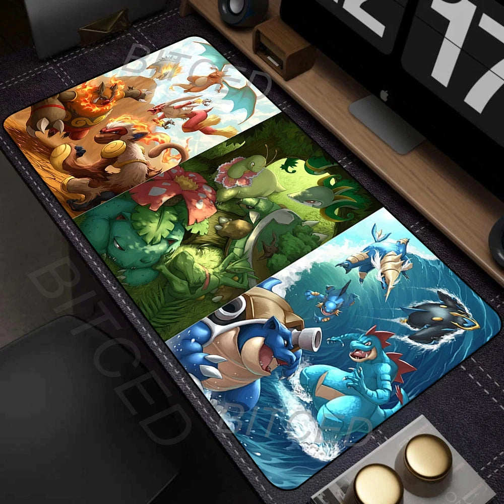 Art Anime Mouse Pad Colorful Gamer Cabinet Mousepad P-pokemon Keyboard Rug Laptop Gaming Rubber Non-slip Pc Accessories Desk Mat
