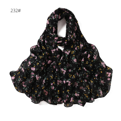 66 Colors Pearl Chiffon Printed Hijab Scarf New Fresh Small Floral Polka Dot Sunscreen Silk Scarf Shawl Turbans for Women Hijabs