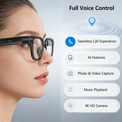 AI Smart Glasses Translation Glasses 8MP HD Camera 4K Shooting Image Bluetooth Call Recording Music Photo Recognition Sunglasses