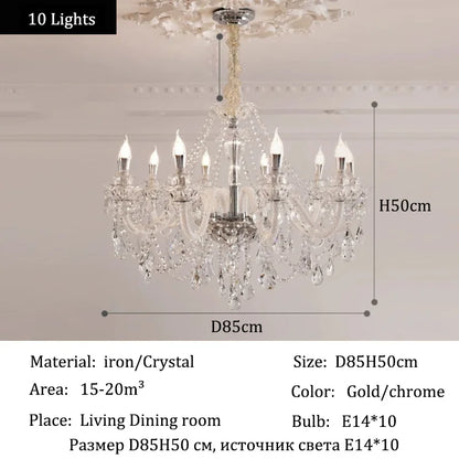 Luxury Home Crystal Chandeliers Villa Lighting for Living Room Decorate LED Ceiling Pendant Lights Indoor Hanging Lights Fixture