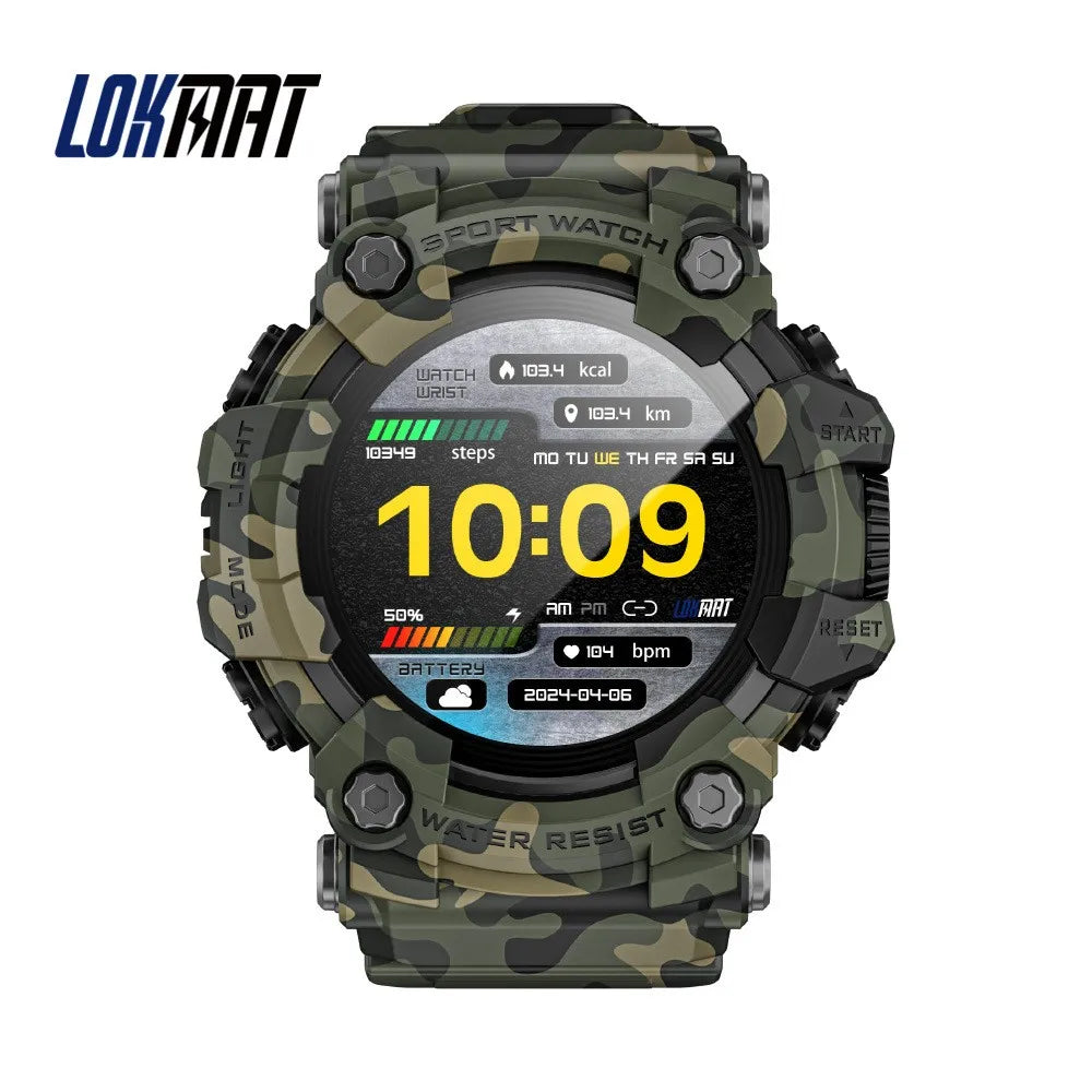 HY Digital LOKMAT Outdoor Smartwatch 1.32 Inch BT Call Smart Watch Men Sports Fitness Tracker Compass Smartwatch for Android IOS