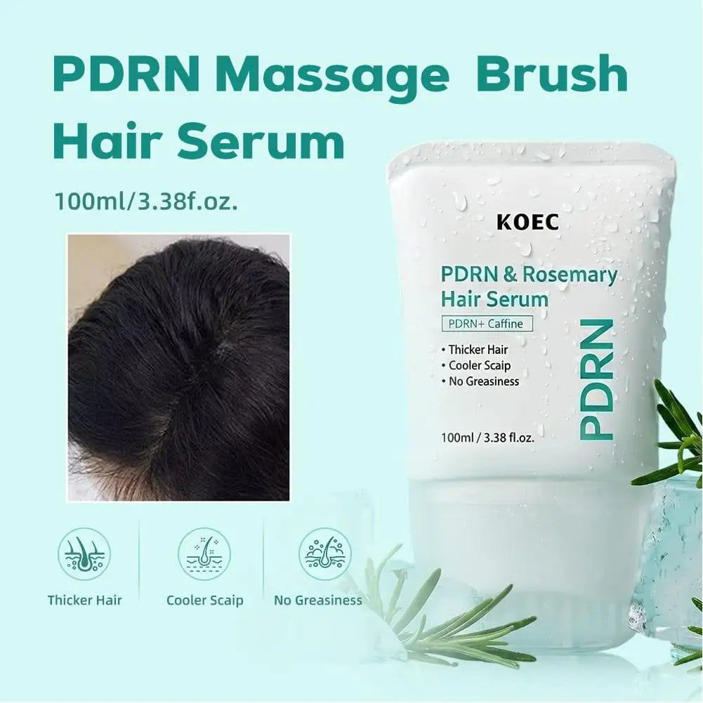 Scalp Massage Serum with Silicone Applicator Anti Hair Loss Care Lotion PDRN Rosemary Tea Tree Oil Refreshing Hair Root Essence