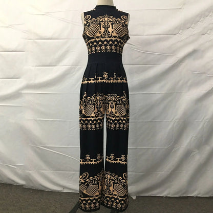 Slim Fitting Printed Sleeveless Women's Jumpsuit 2023 Spring New Casual Pants Rompers