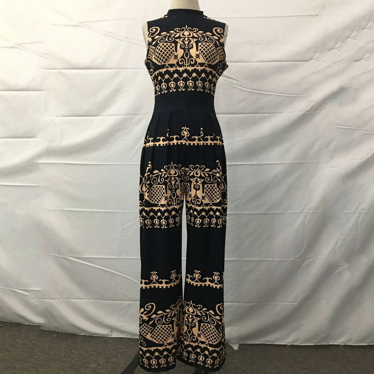 Slim Fitting Printed Sleeveless Women's Jumpsuit 2023 Spring New Casual Pants Rompers