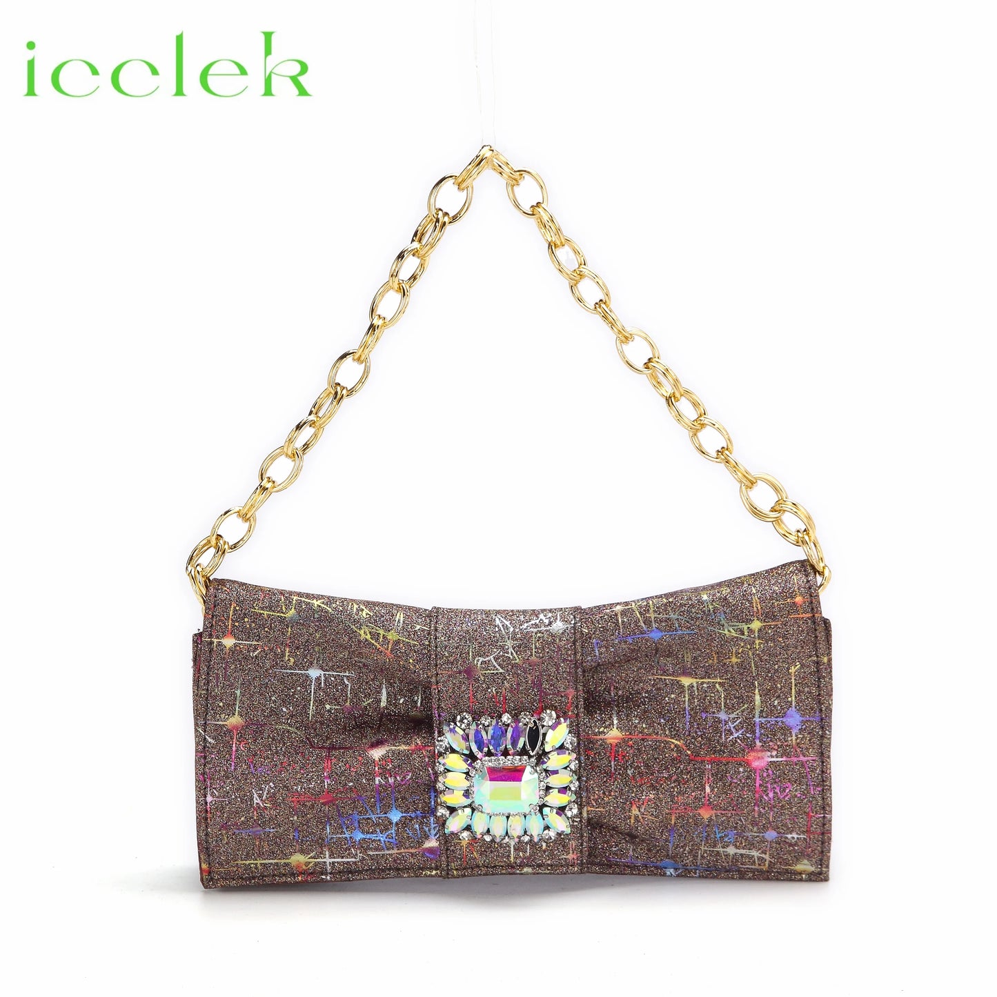Women High Heels Sandals Shinning Material with Rhinestone Italian Design T.Blue Color Pointed Toe Shoes and Bags Set