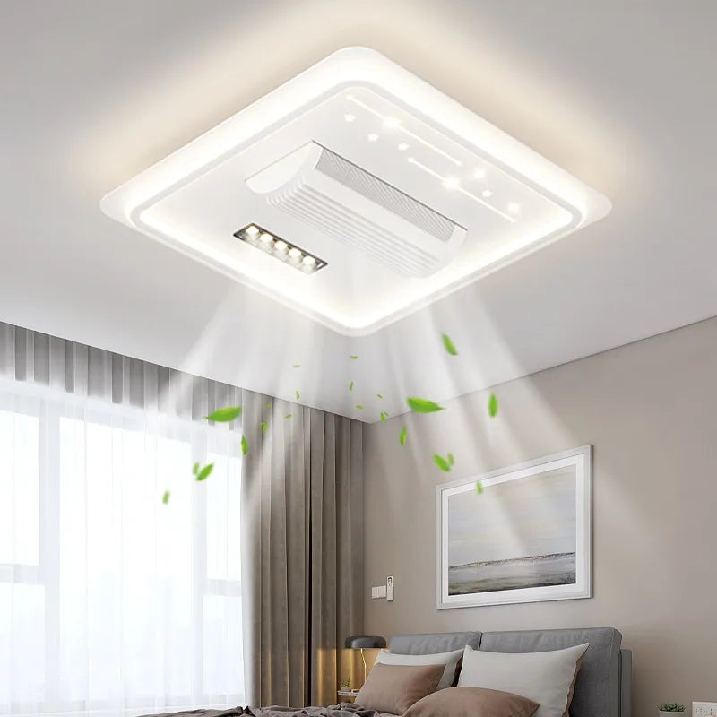 Modern LED Leaf Free Ceiling Fan 6-speed Ceiling Light Remote Control Living Room Bedroom Children's Room Fan Light Home Lightin