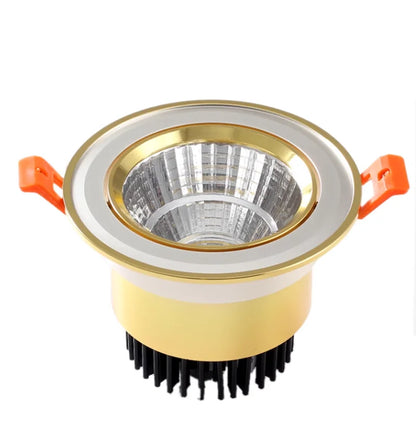 Gold Electroplating Ultra-High Quality Recessed LED Downlights Dimmable 7W9W12W15W COB Ceiling Spotlights AC90~260V For Home Use