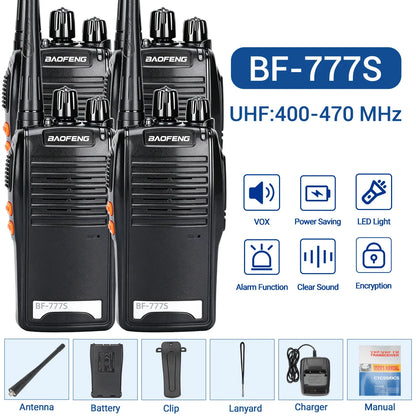 Baofeng BF-777S 5W UHF 400-470MHz Walkie Talkie 16CH 1500mAh Lithium Battery Long Range Two Way Radio for Construction Hotel