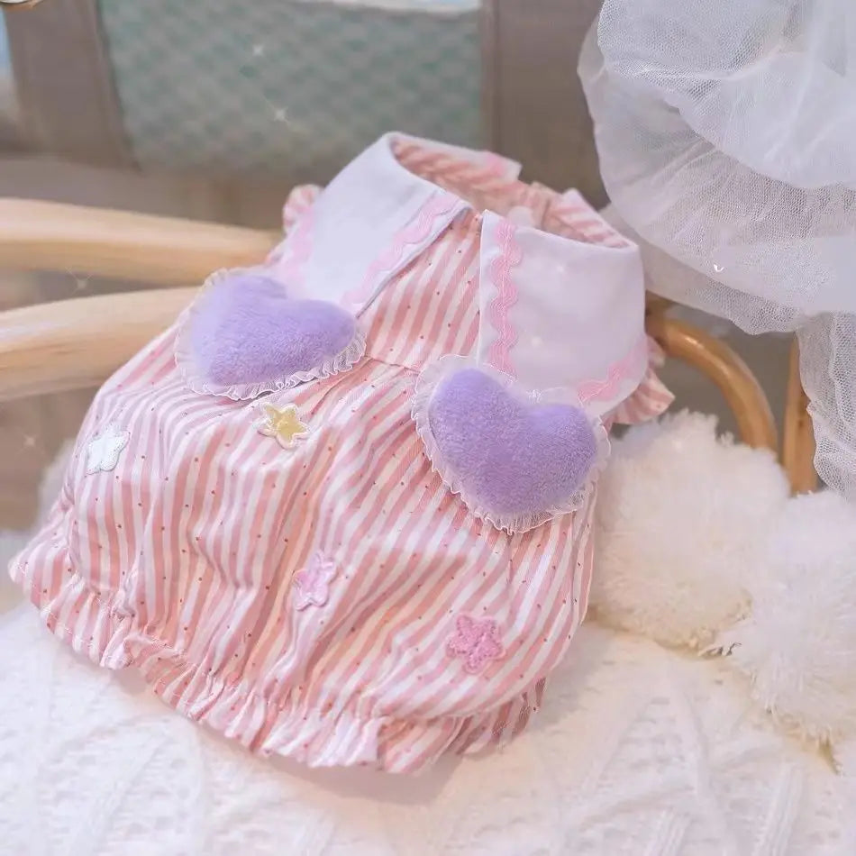 Summer Pet Dog Cat Clothes for Small Dogs Cats Bubble Puppy Princess Striped Dress Cats Kitten Rabbit Clothing Pet Supplies