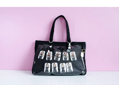Fashion New Canvas Ita Bag Large Capacity Cartoon Tote Bags for Women Transparent Shoulder Bags Teenage Girls Japanese