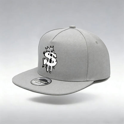 1/2PC Men's Hip Hop Snapback Cap, Graffiti Dollar Crown Print Flat Bill Baseball Hat, Adjustable