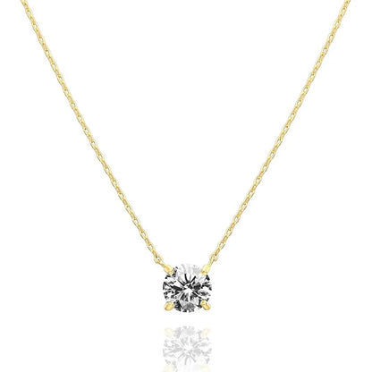 Round Moissanite Pendant Necklace D VVS1 Diamond 5mm/4mm Mini Single Solitaire Necklace Clavicle Chain Wedding Female Jewelry