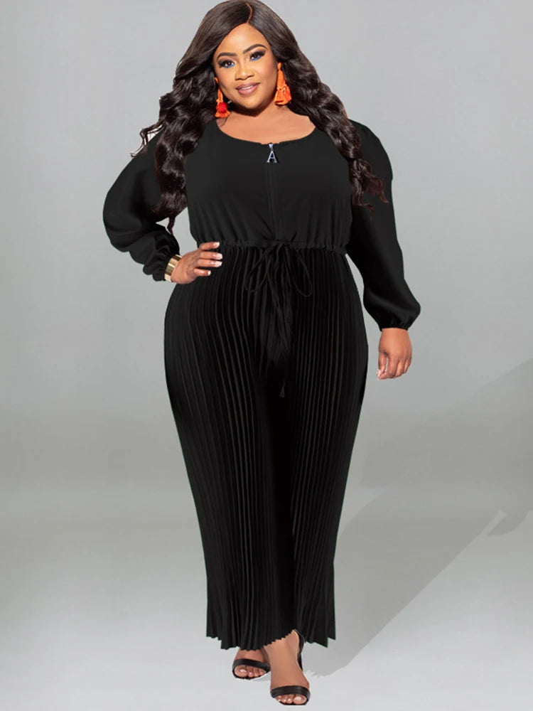 One Piece for Women Sleeves Jumpsuit Plus Size Casual Jumpsuits  Pleated Pants Elegant Long Jumpsuits Wholesale Dropshipping
