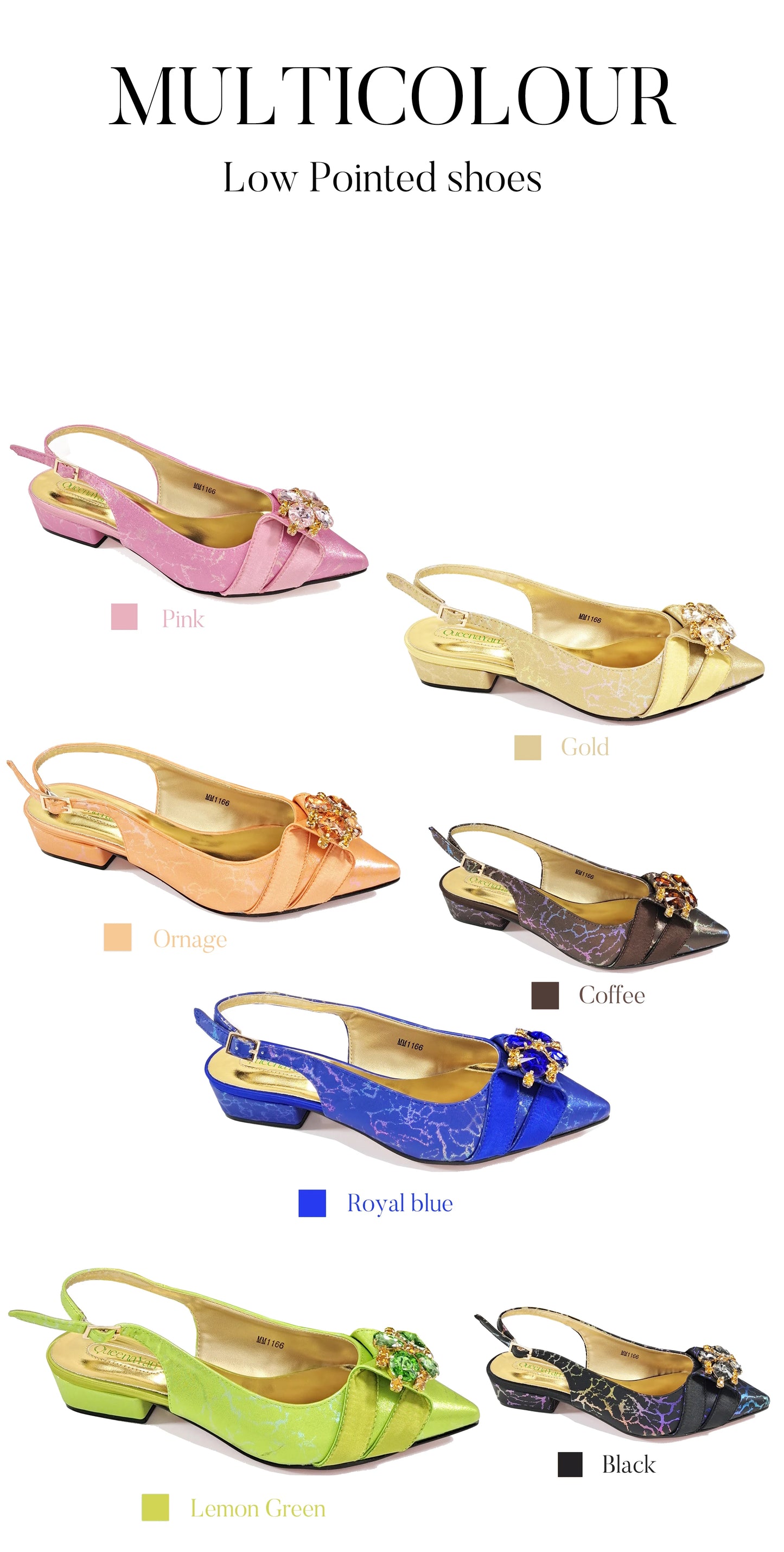 QueenaYan 2026 New Summer Collection Stylish Italian Women’s Shoes and Bag Set Gold Colour Comfortable Low Heels With Rhinestone