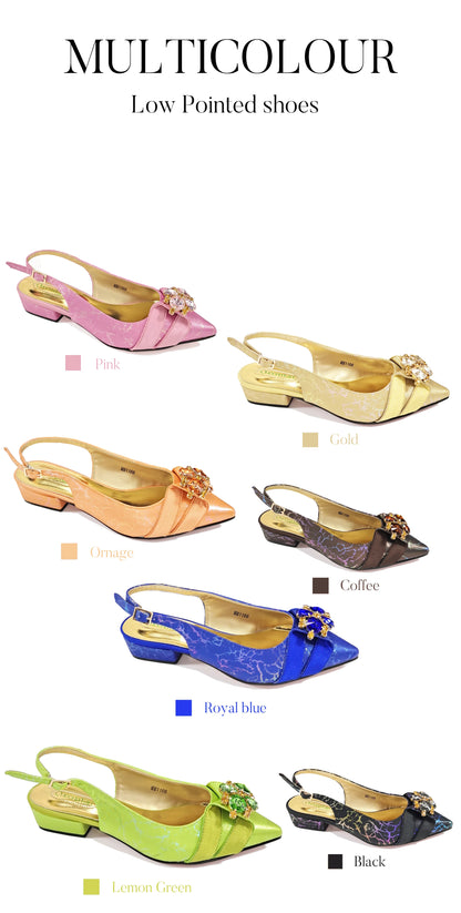 QueenaYan 2026 New Summer Collection Stylish Italian Women’s Shoes and Bag Set Gold Colour Comfortable Low Heels With Rhinestone