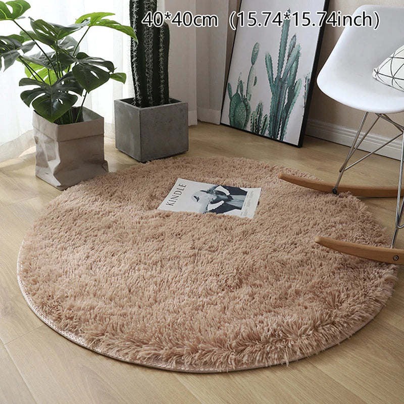 New Fluffy Wool Rug Living Room Carpets Faux Fur Round Mat Kids Room Long Plush Rugs Home Bedroom Decor Shaggy Carpet
