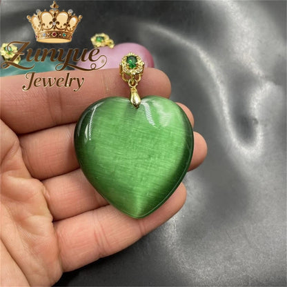 Natural Colorful Cat's Eye Stone Pendant Necklace Elegant Fashion Daily Wear Luxury Quality Fine Jewelry For Women Unisex Gift