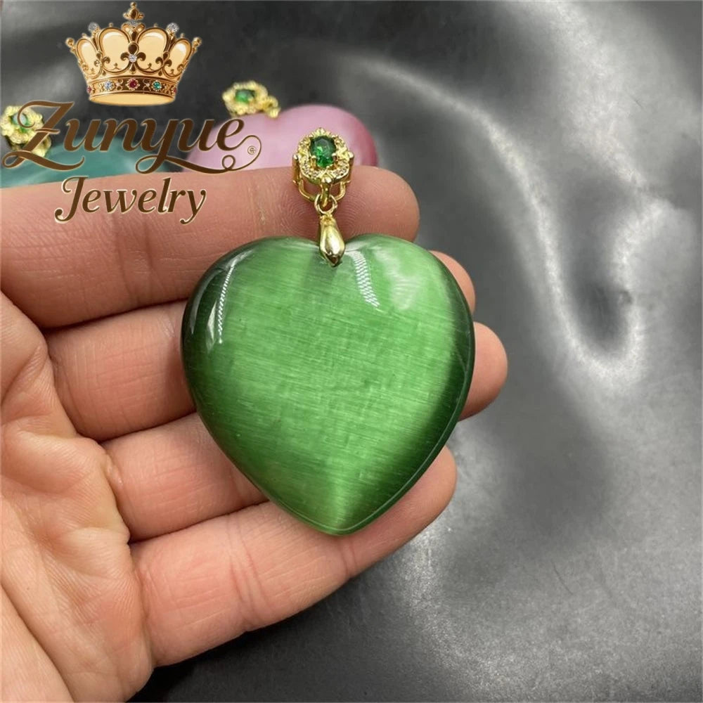 Natural Colorful Cat's Eye Stone Pendant Necklace Elegant Fashion Daily Wear Luxury Quality Fine Jewelry For Women Unisex Gift