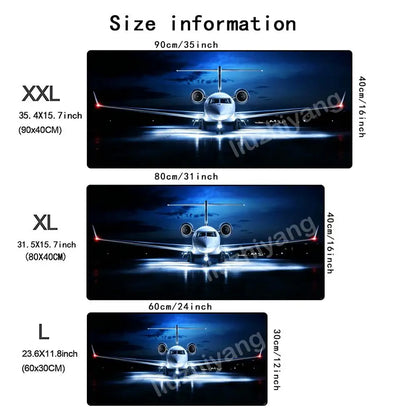 Night View Airplane Mouse Pad Large Computer Office Game Table Mat Rubber Anti-slip Stitched Keyboard Mats 90x40 XXL Desk Pads