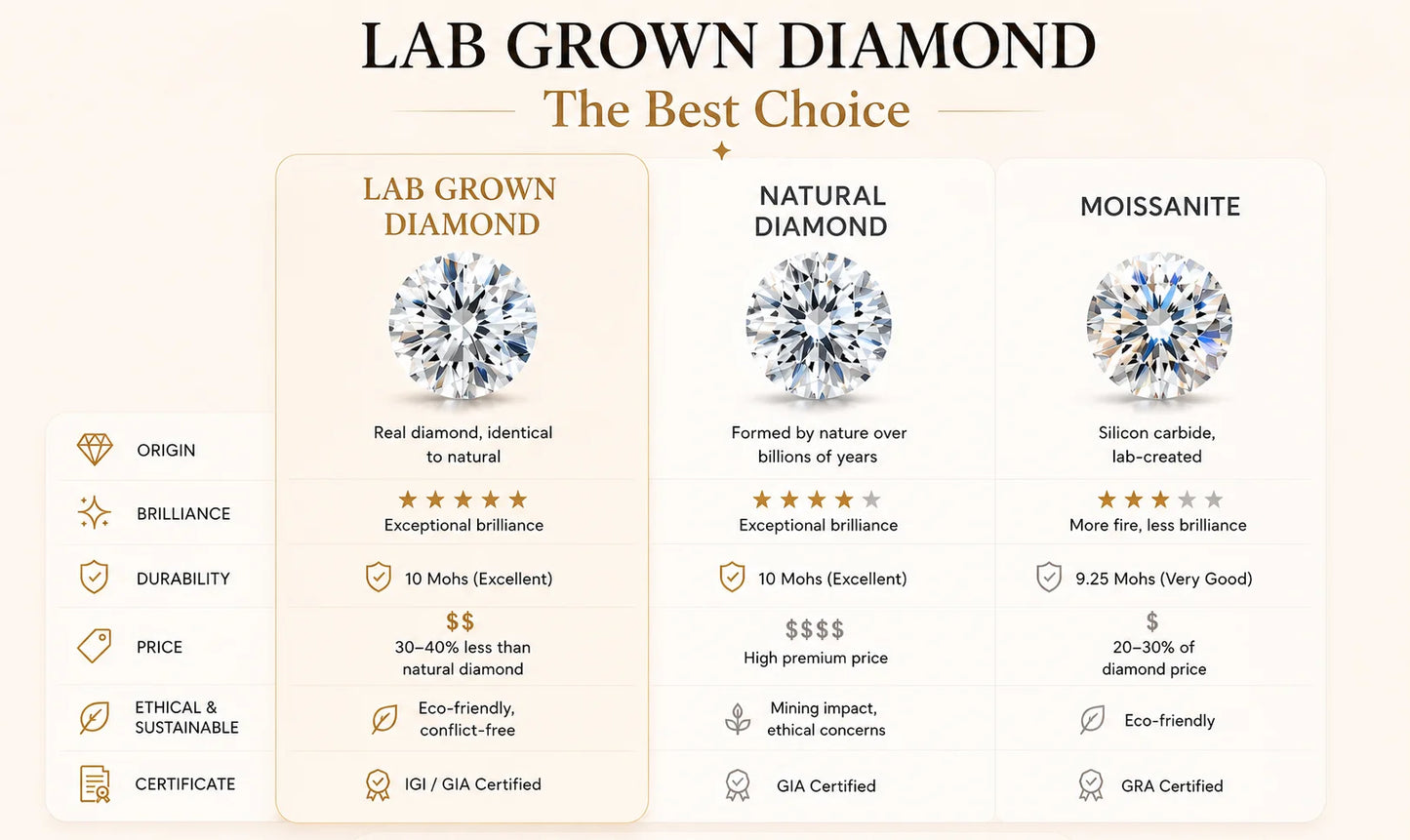 Custom Lab Grown Diamond Ring 9K 14K Gold 0.5ct to 3ct D Color VVS Clarity Engagement Wedding Promise Anniversary Ring for Women