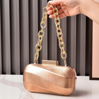 Golden Bag Ladies Oval Designer Luxury Handbags Irregular Dress Purse Fashion Buckle Party Women's Clutch Brand Cross Body Bag