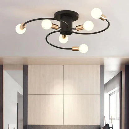 Minimalist Black/White/Gold Chandelier Simple Nordic Metal Chandelier Ceiling Lights for Living Room Bedroom Kitchen Bar Lustre