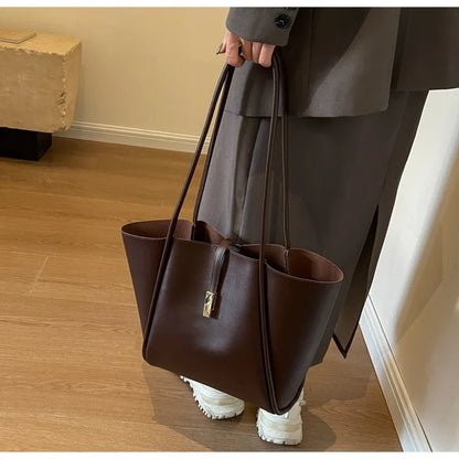 Branded Designer Shoulder Tote Bags For Women Soft PU Leather 2-IN-1 Big Capacity Shopper Tote Set 2025 Luxury Designer Handbags