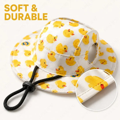 Adjustable Dog Hat Cute Print Cap for Puppies and Small Breeds, Pet Sun Protection Hat for Walking Outdoor Activities