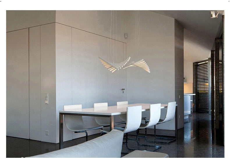 Modern LED Ceiling Chandelier Lights Nordic Luxury Pendant Lights for Living Dining Room Fish Bone Design Dimmable Hanging Lamp