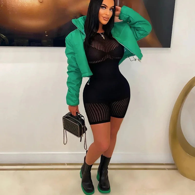 Women's Sexy Fishnet Playsuit Hollow Out See Through Bodycon Sexy Slim Fit Stretchy Romber For Club Party Street Outfit